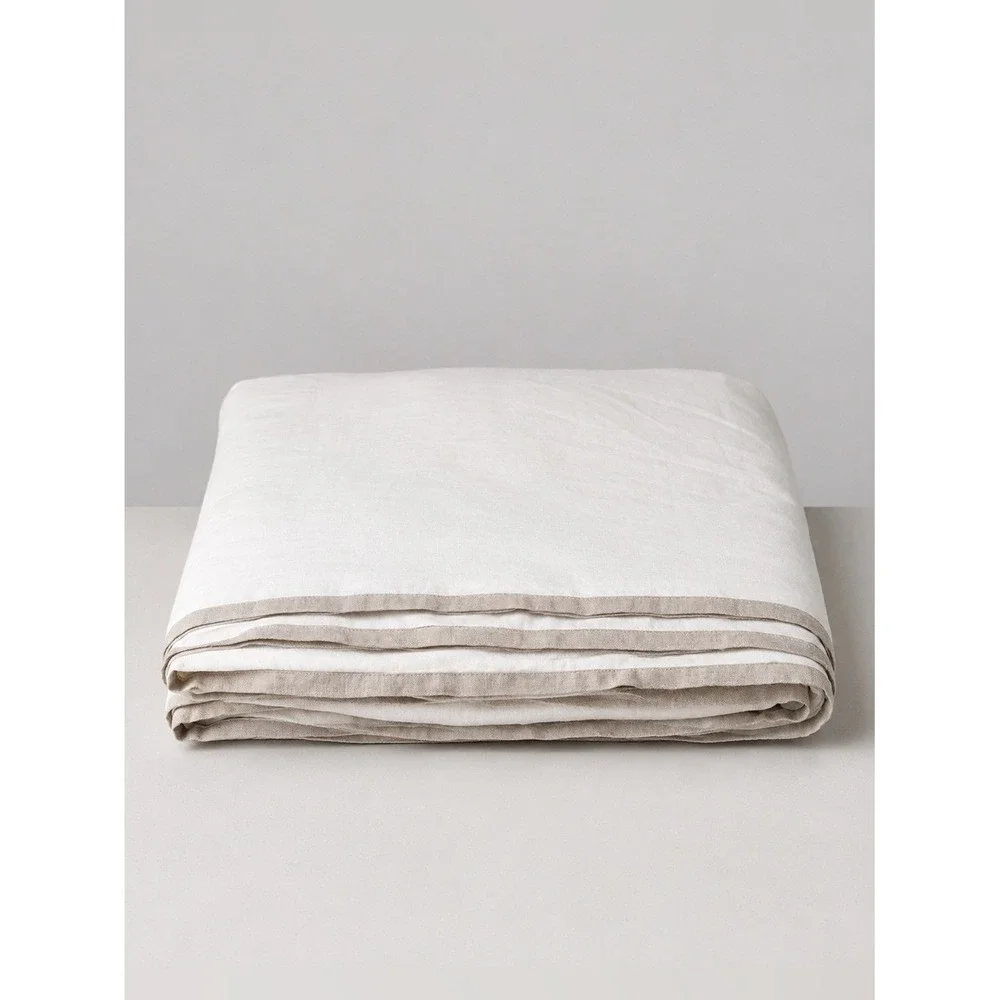 Pottery Barn Belgian 100% Flax Linen Contrast Flange Duvet Cover Cal King/King